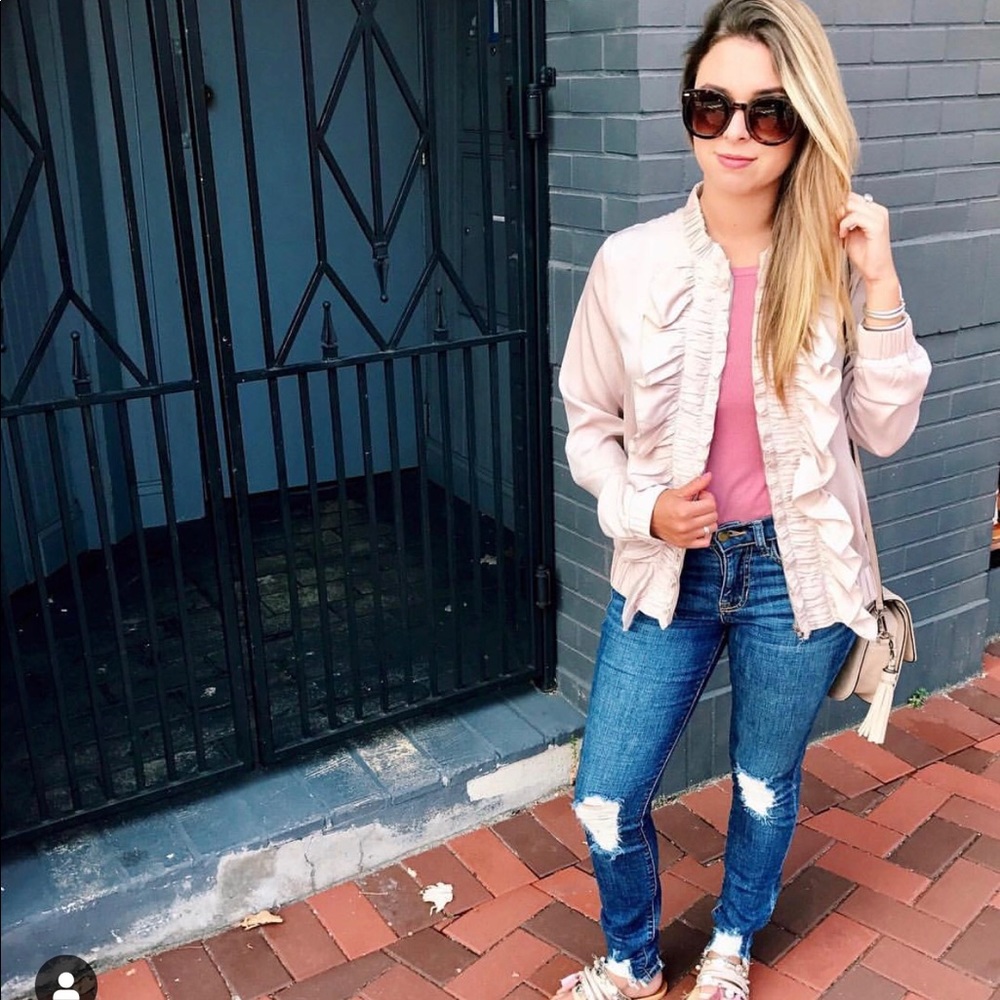 Ruffle trim light weight jacket